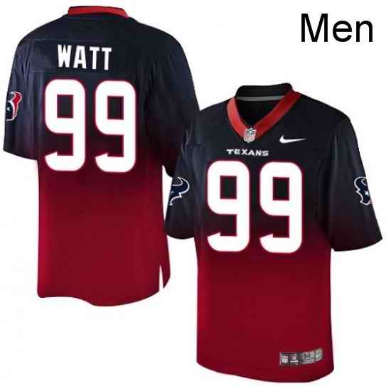 Men Nike Houston Texans 99 JJ Watt Elite NavyRed Fadeaway NFL Jersey